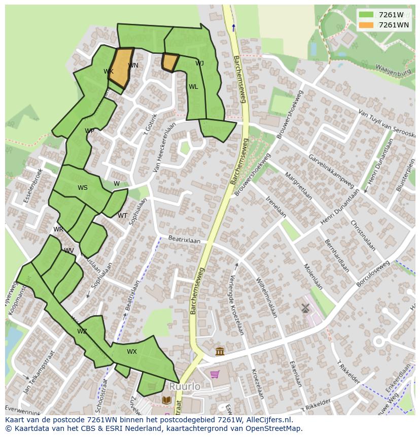 Afbeelding van het postcodegebied 7261 WN op de kaart.