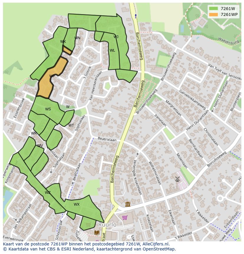Afbeelding van het postcodegebied 7261 WP op de kaart.