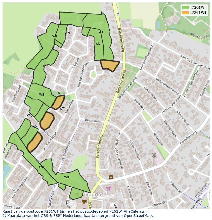 Afbeelding van het postcodegebied 7261 WT op de kaart.