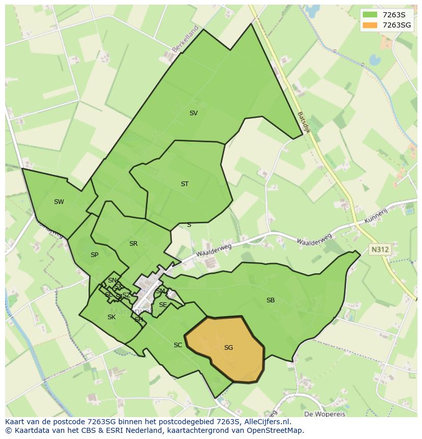 Afbeelding van het postcodegebied 7263 SG op de kaart.