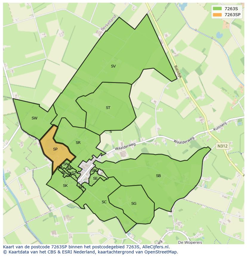 Afbeelding van het postcodegebied 7263 SP op de kaart.