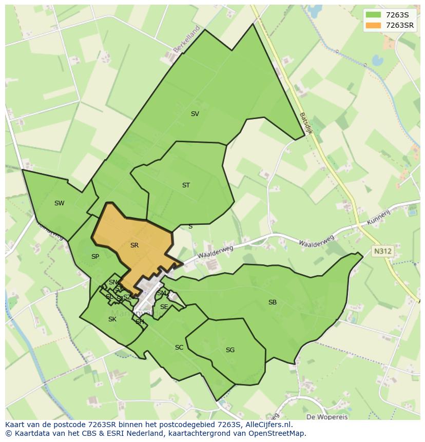 Afbeelding van het postcodegebied 7263 SR op de kaart.