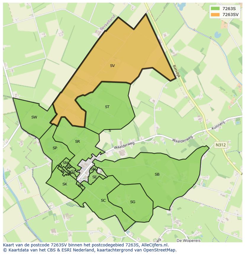 Afbeelding van het postcodegebied 7263 SV op de kaart.