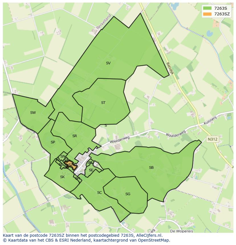 Afbeelding van het postcodegebied 7263 SZ op de kaart.