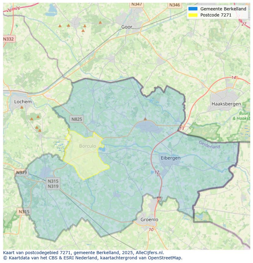 Afbeelding van het postcodegebied 7271 op de kaart.