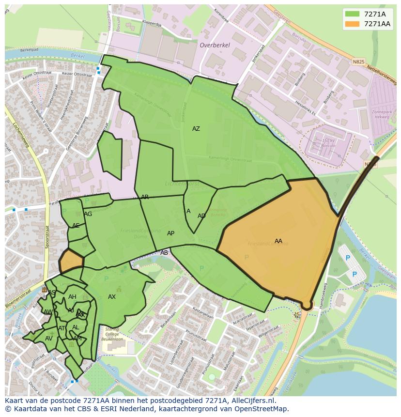 Afbeelding van het postcodegebied 7271 AA op de kaart.