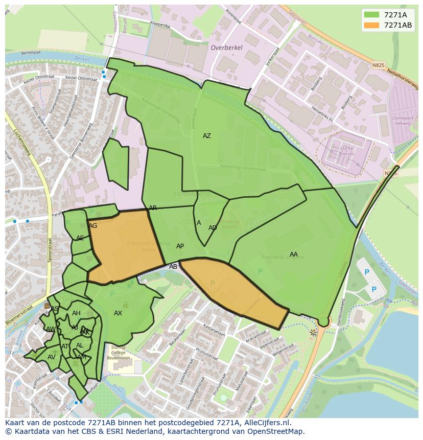 Afbeelding van het postcodegebied 7271 AB op de kaart.