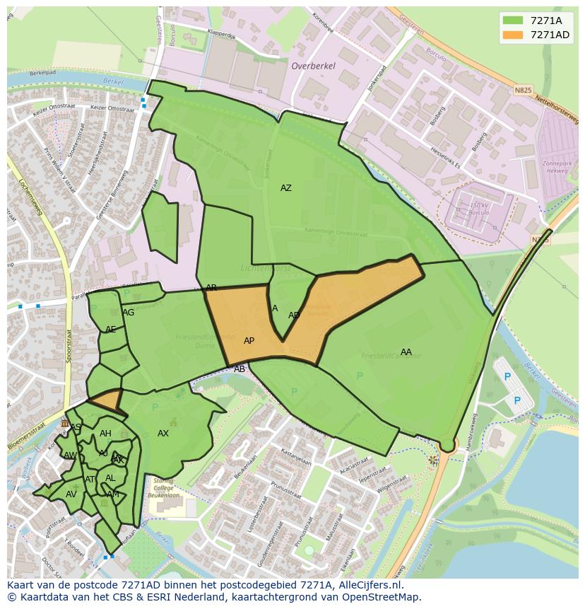 Afbeelding van het postcodegebied 7271 AD op de kaart.