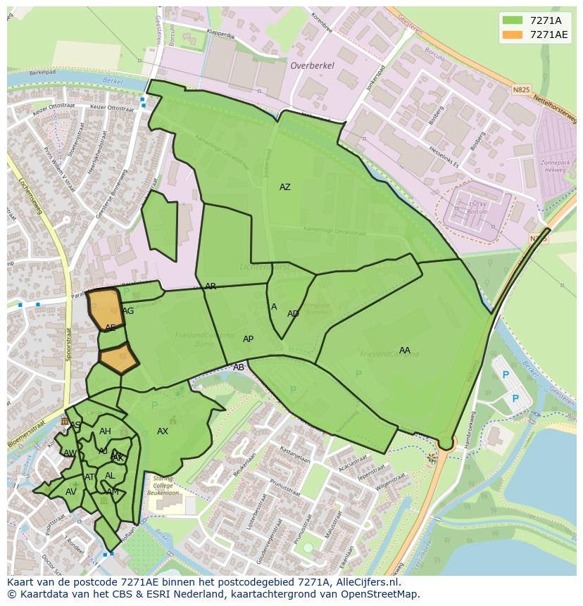 Afbeelding van het postcodegebied 7271 AE op de kaart.