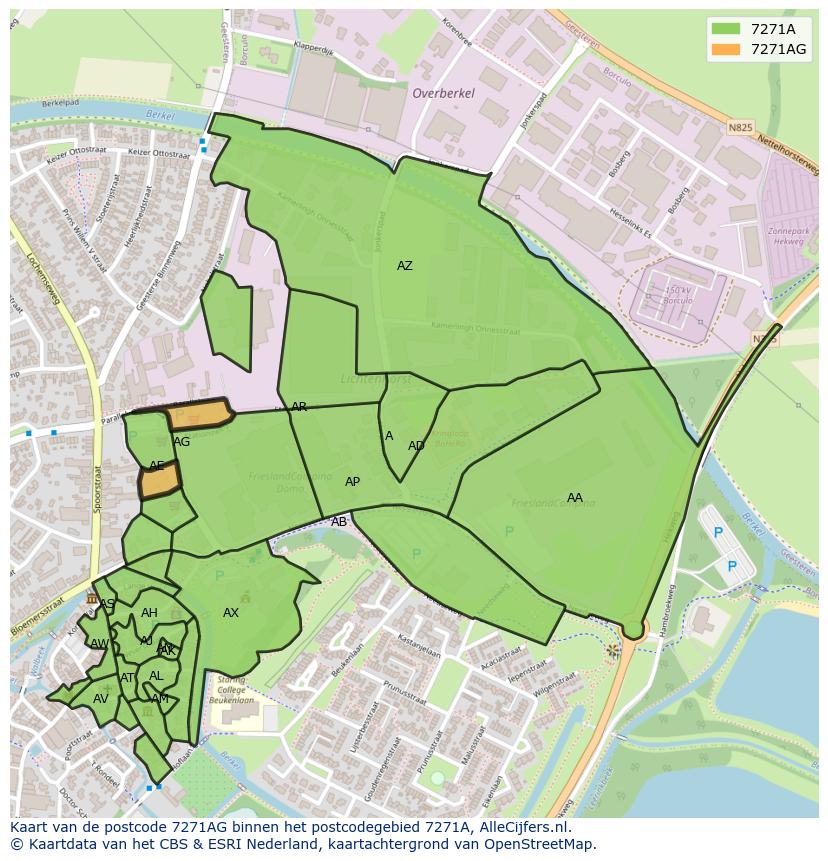 Afbeelding van het postcodegebied 7271 AG op de kaart.