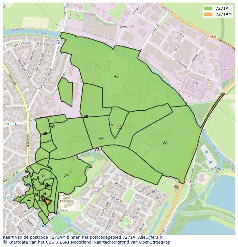Afbeelding van het postcodegebied 7271 AM op de kaart.
