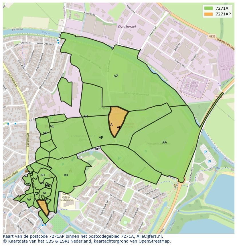 Afbeelding van het postcodegebied 7271 AP op de kaart.