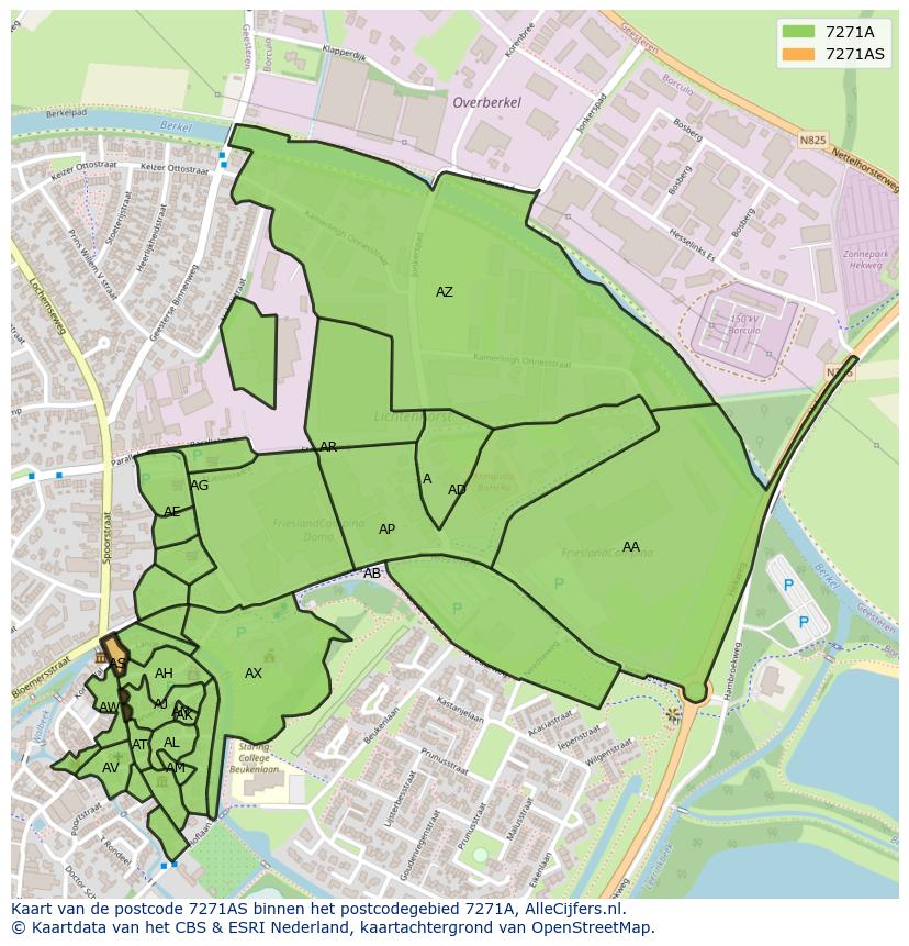 Afbeelding van het postcodegebied 7271 AS op de kaart.