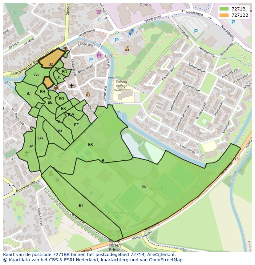 Afbeelding van het postcodegebied 7271 BB op de kaart.