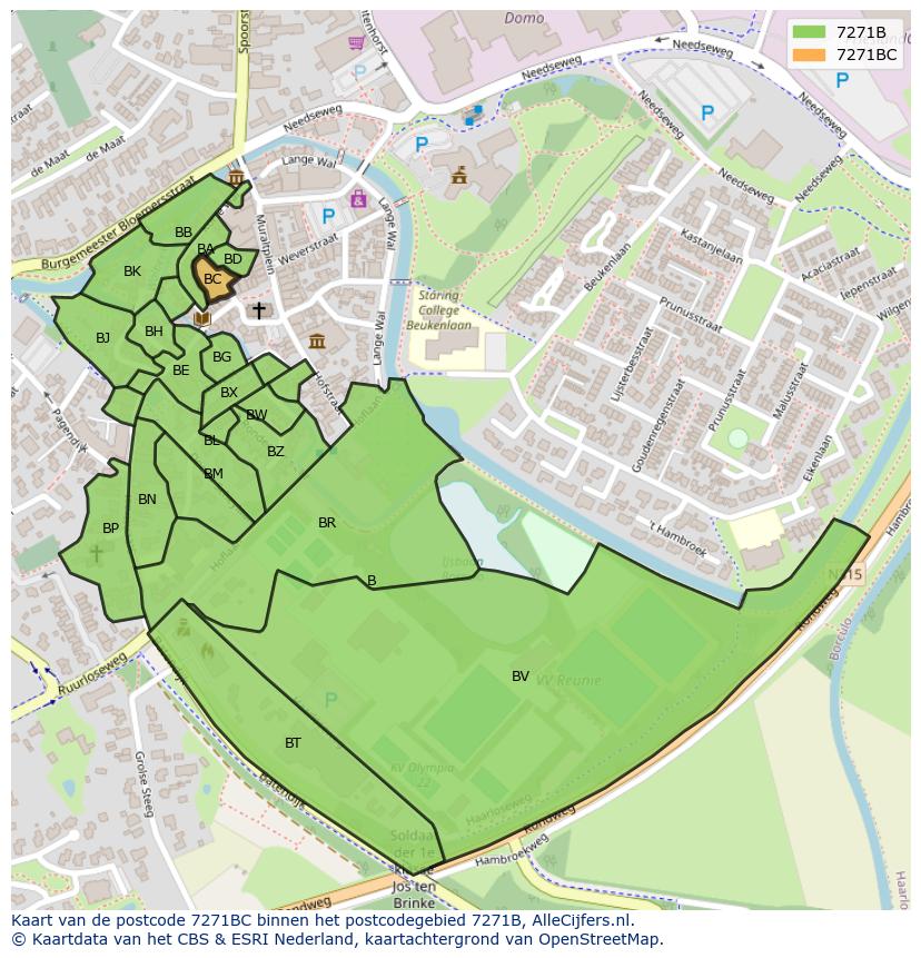 Afbeelding van het postcodegebied 7271 BC op de kaart.