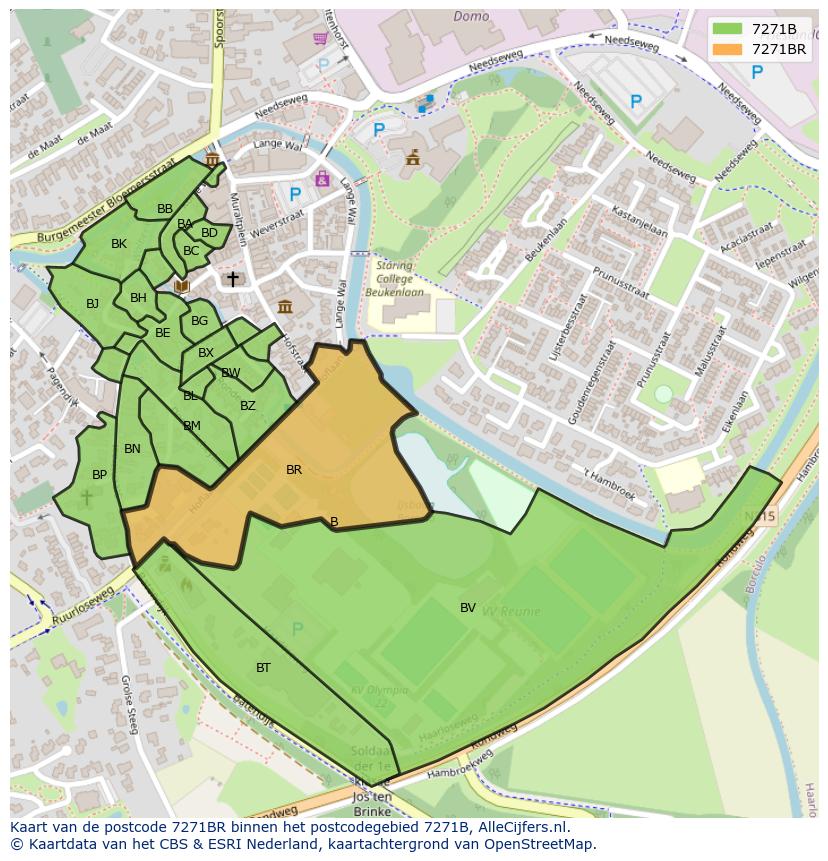 Afbeelding van het postcodegebied 7271 BR op de kaart.