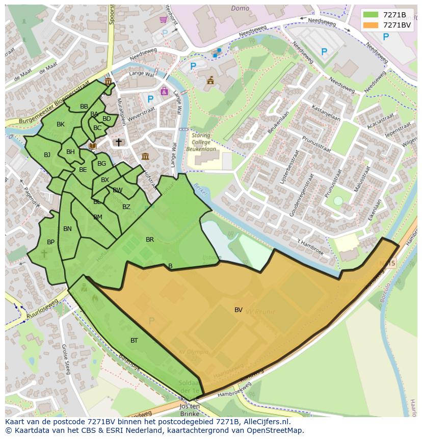 Afbeelding van het postcodegebied 7271 BV op de kaart.