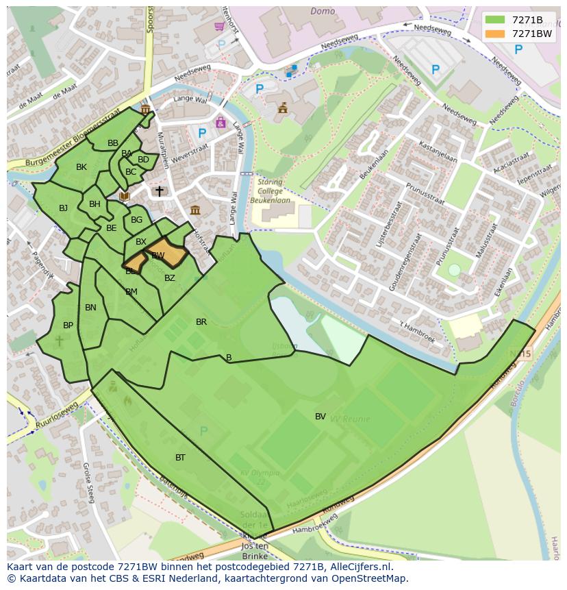 Afbeelding van het postcodegebied 7271 BW op de kaart.