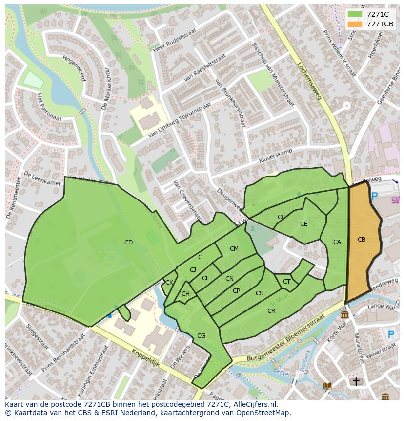 Afbeelding van het postcodegebied 7271 CB op de kaart.