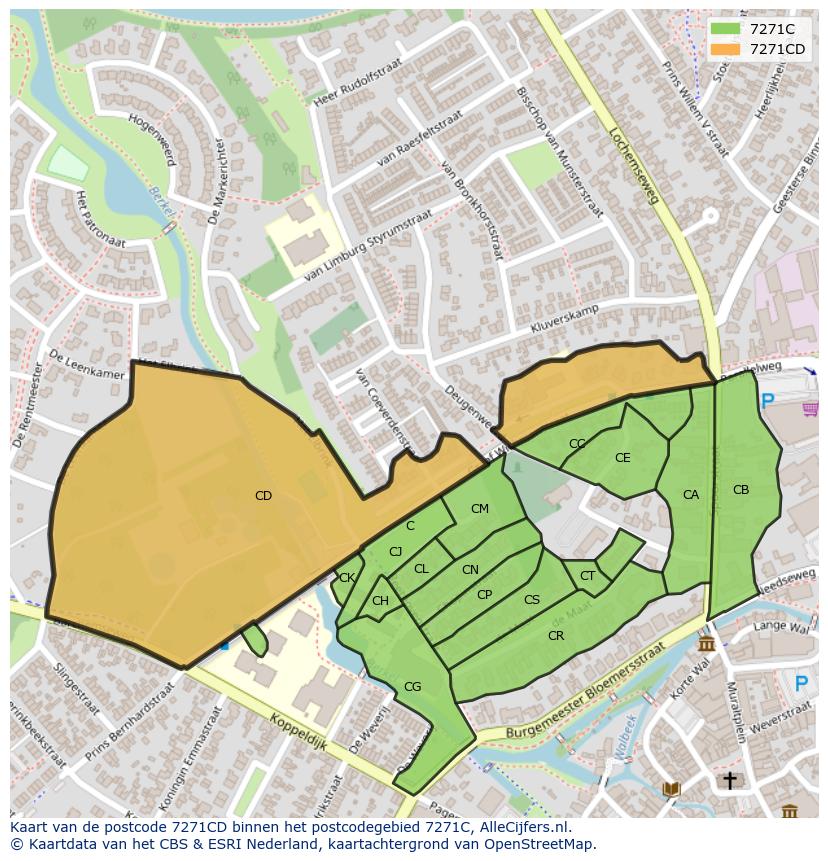 Afbeelding van het postcodegebied 7271 CD op de kaart.