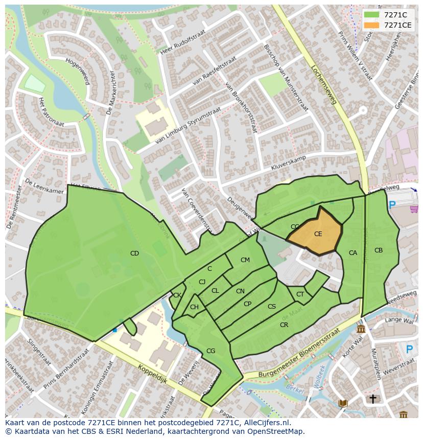 Afbeelding van het postcodegebied 7271 CE op de kaart.