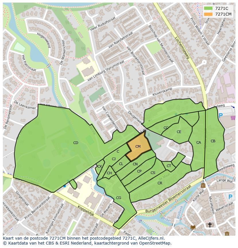 Afbeelding van het postcodegebied 7271 CM op de kaart.