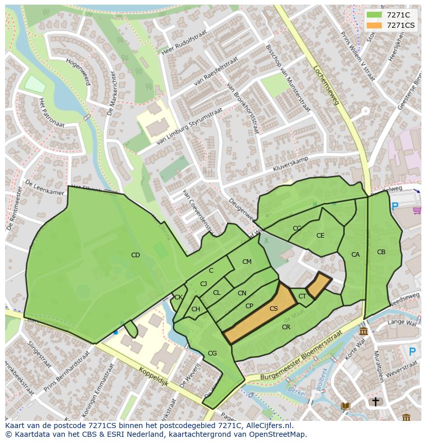 Afbeelding van het postcodegebied 7271 CS op de kaart.