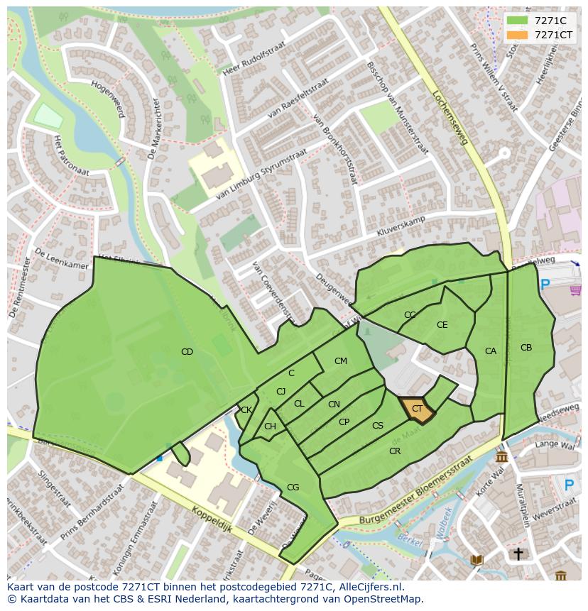 Afbeelding van het postcodegebied 7271 CT op de kaart.