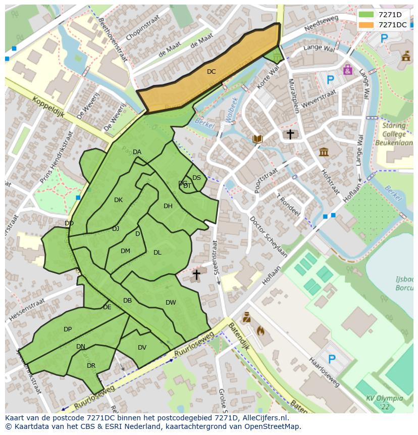 Afbeelding van het postcodegebied 7271 DC op de kaart.