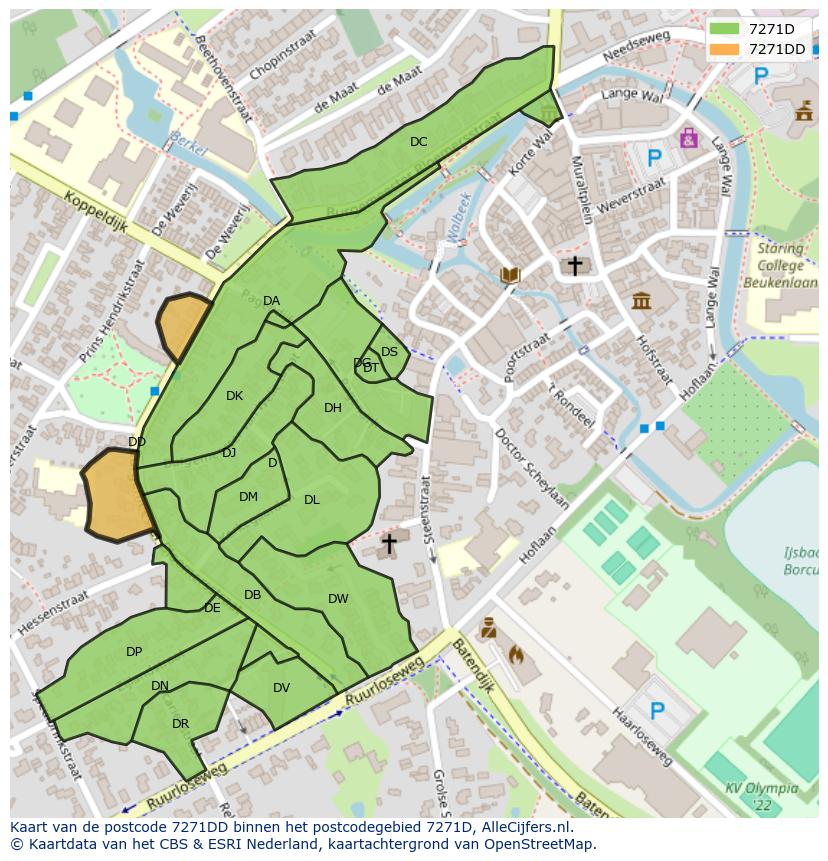 Afbeelding van het postcodegebied 7271 DD op de kaart.