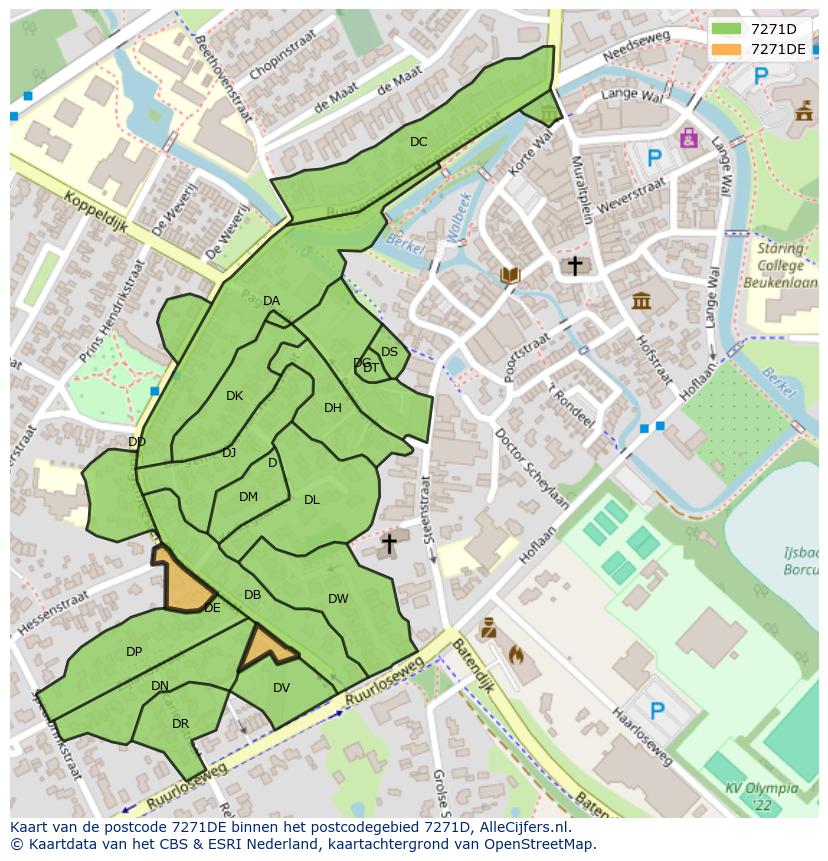 Afbeelding van het postcodegebied 7271 DE op de kaart.