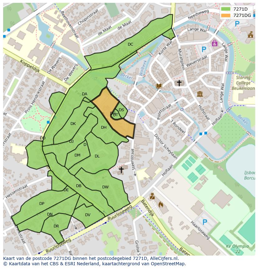 Afbeelding van het postcodegebied 7271 DG op de kaart.