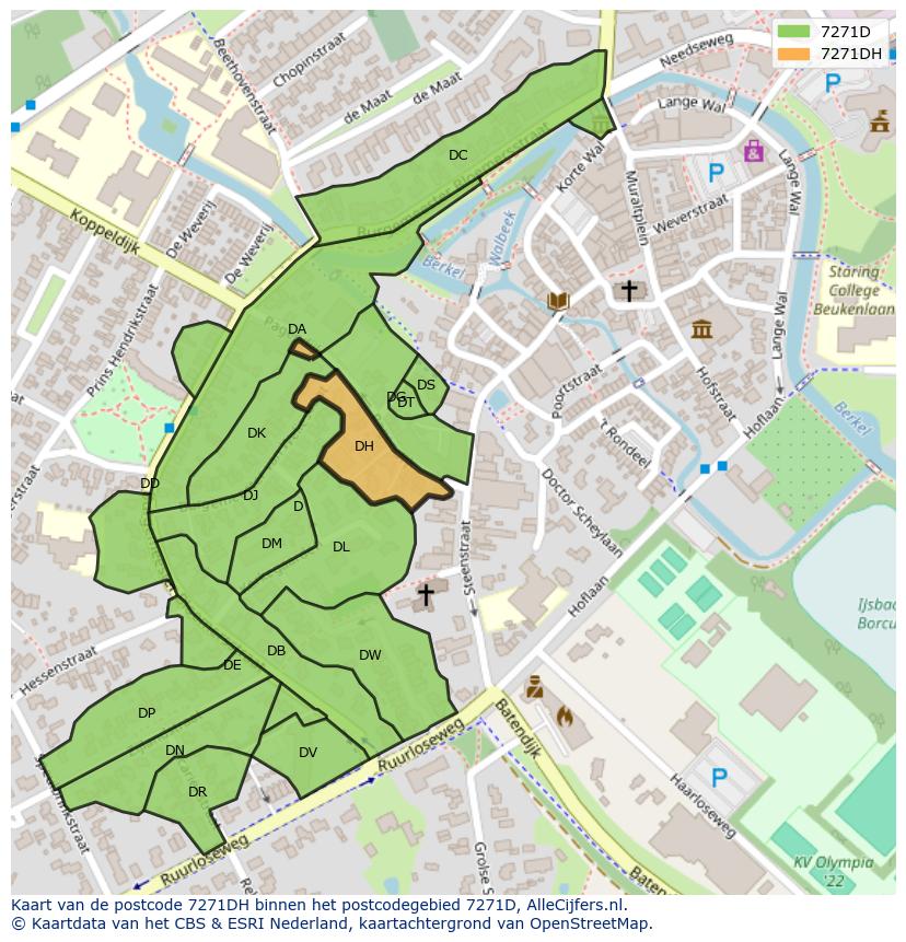 Afbeelding van het postcodegebied 7271 DH op de kaart.