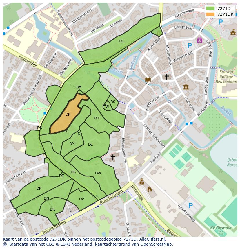 Afbeelding van het postcodegebied 7271 DK op de kaart.