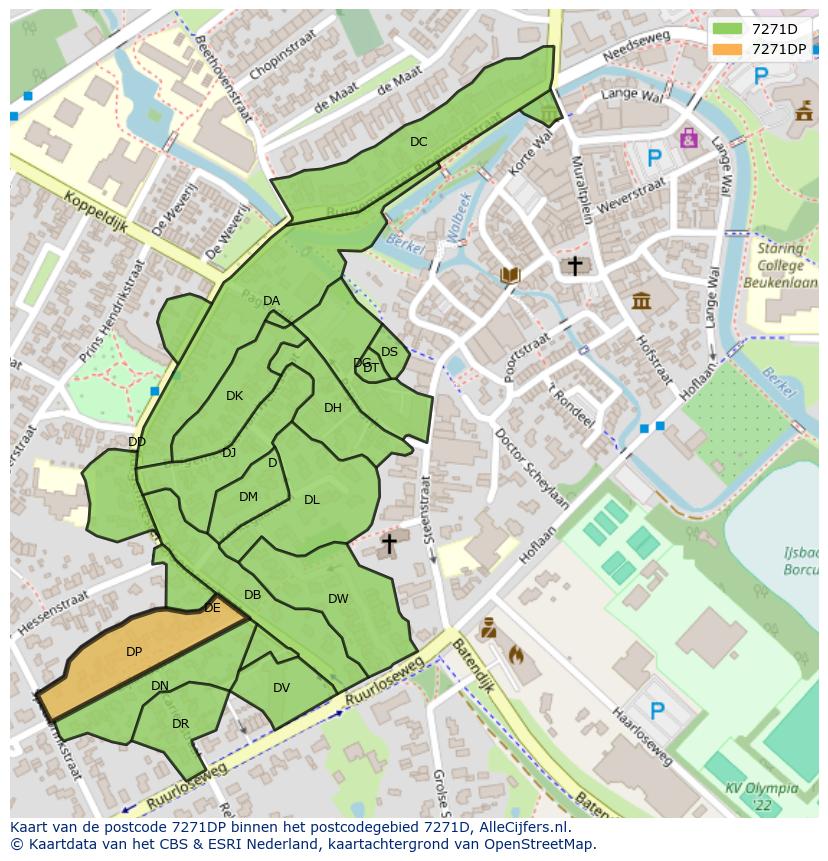 Afbeelding van het postcodegebied 7271 DP op de kaart.