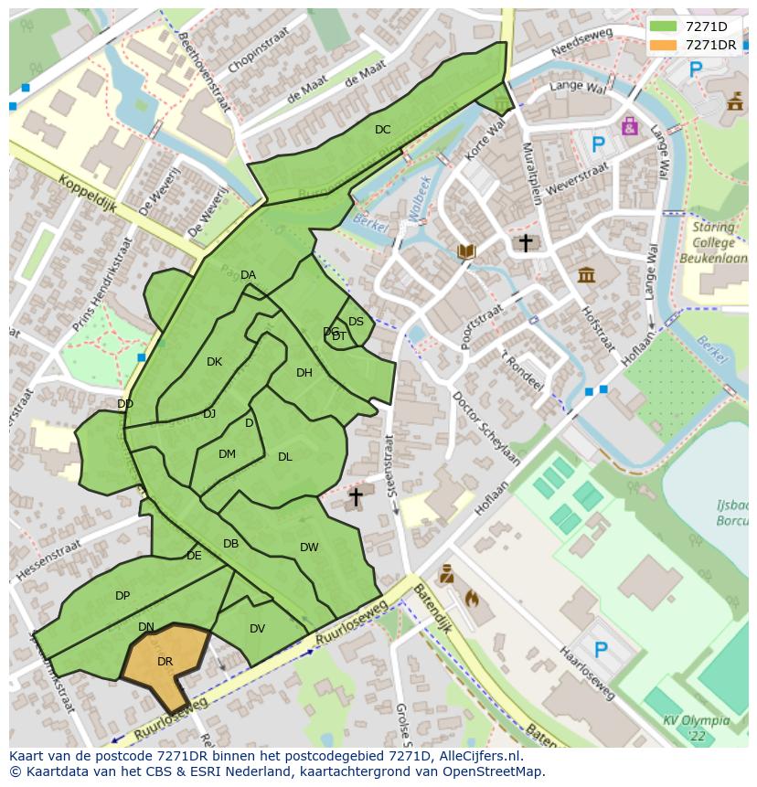 Afbeelding van het postcodegebied 7271 DR op de kaart.