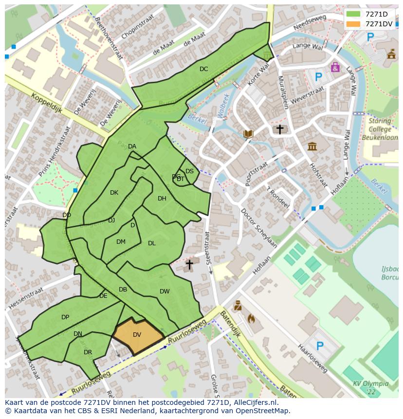 Afbeelding van het postcodegebied 7271 DV op de kaart.