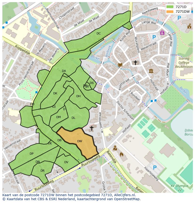 Afbeelding van het postcodegebied 7271 DW op de kaart.