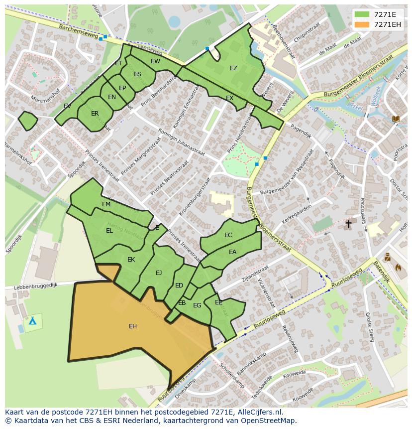 Afbeelding van het postcodegebied 7271 EH op de kaart.