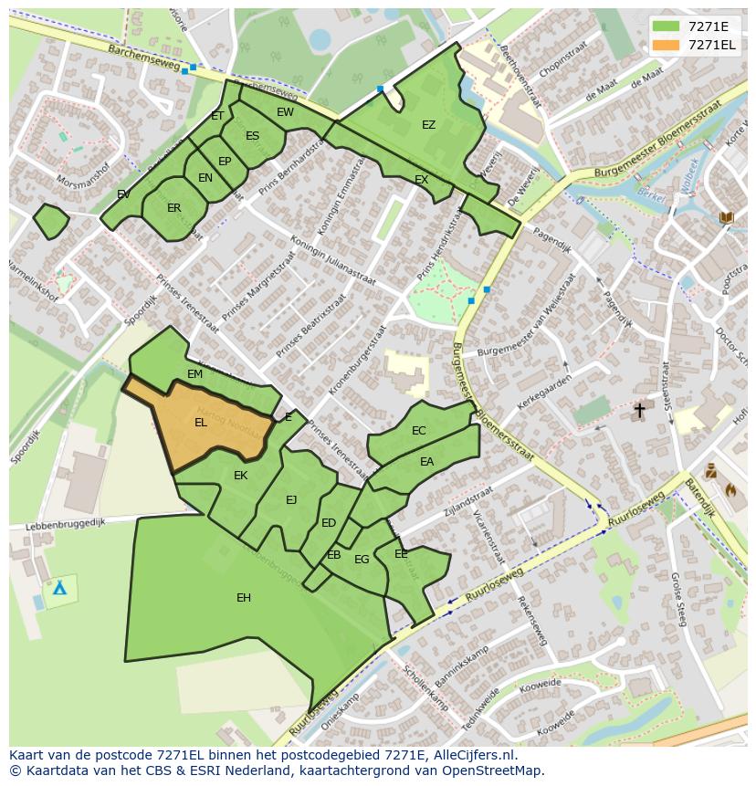 Afbeelding van het postcodegebied 7271 EL op de kaart.