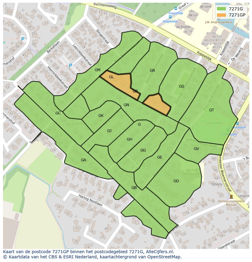 Afbeelding van het postcodegebied 7271 GP op de kaart.
