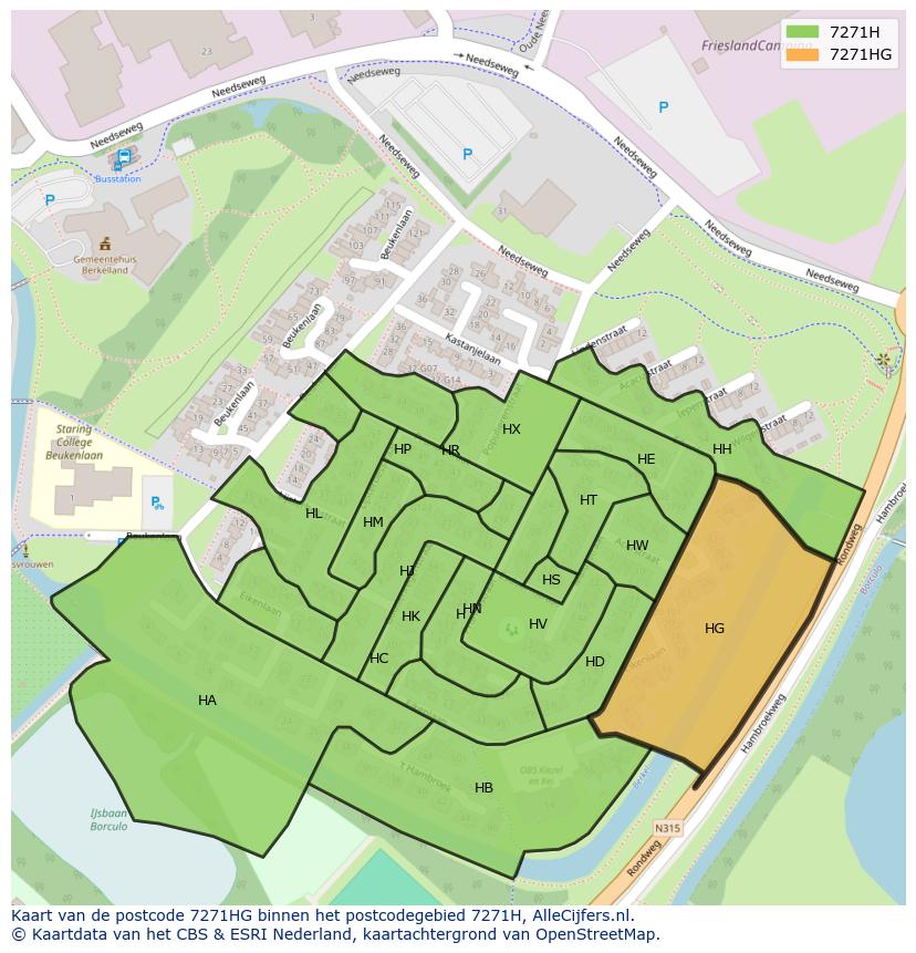 Afbeelding van het postcodegebied 7271 HG op de kaart.