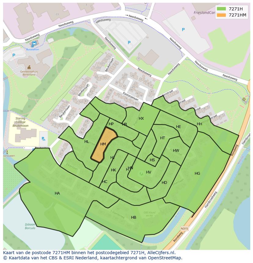 Afbeelding van het postcodegebied 7271 HM op de kaart.