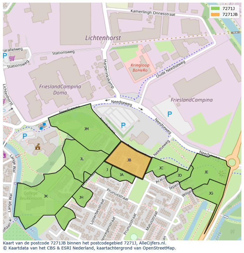 Afbeelding van het postcodegebied 7271 JB op de kaart.