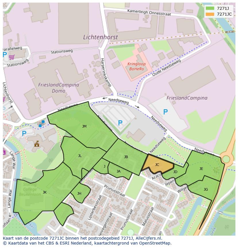 Afbeelding van het postcodegebied 7271 JC op de kaart.