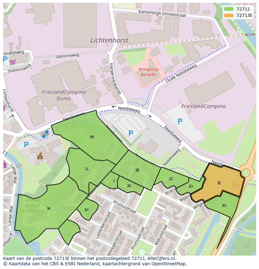 Afbeelding van het postcodegebied 7271 JE op de kaart.