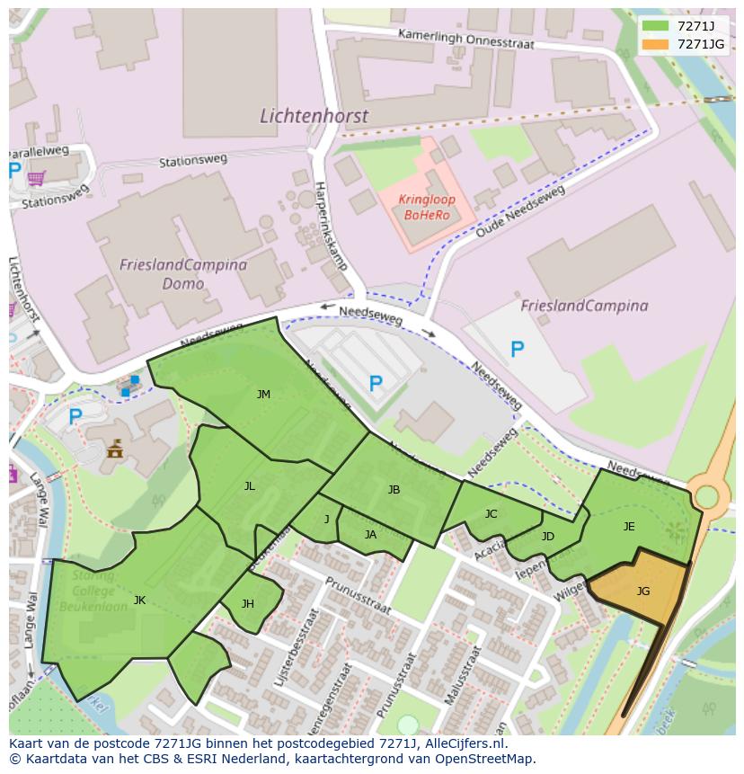 Afbeelding van het postcodegebied 7271 JG op de kaart.