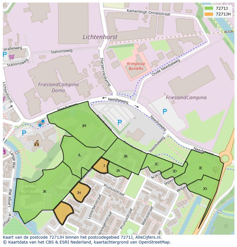 Afbeelding van het postcodegebied 7271 JH op de kaart.