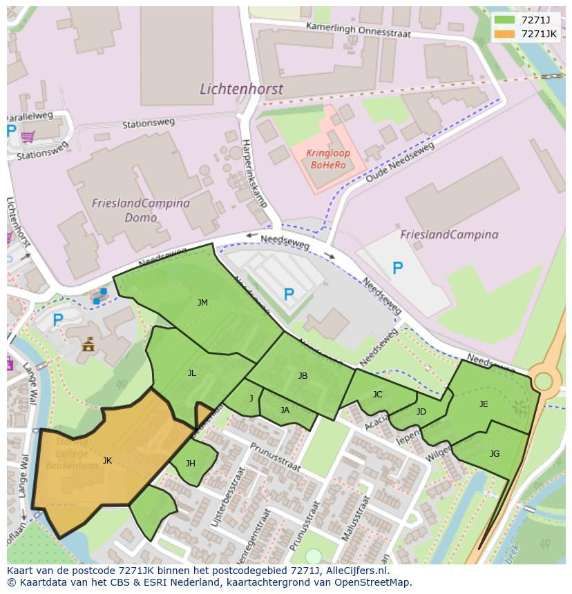 Afbeelding van het postcodegebied 7271 JK op de kaart.
