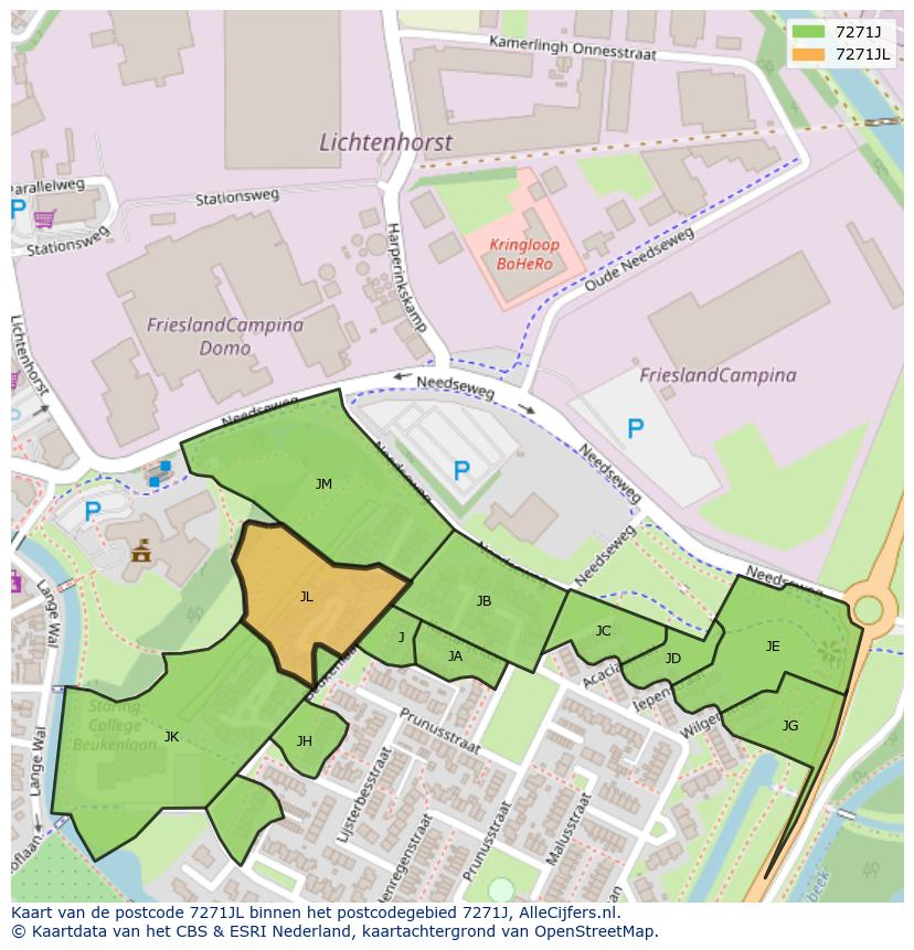 Afbeelding van het postcodegebied 7271 JL op de kaart.